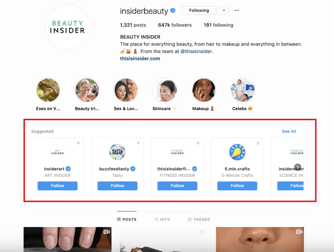 在Instagram上查找推荐帐户,以获得潜在的产品推荐