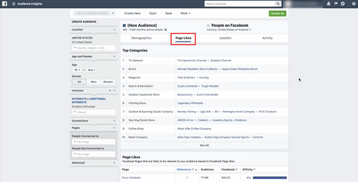 Page likes是Facebook Audience Insights中一个非常相关的标签