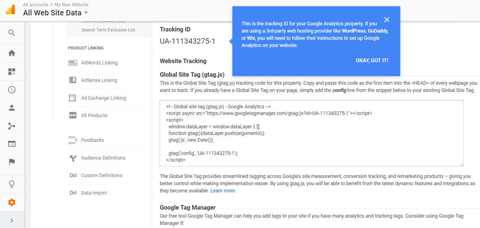 跟踪代码Google分析