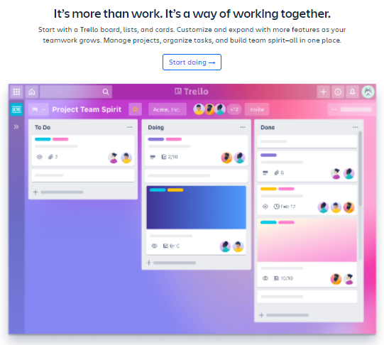 早期营销日历工具:Trello